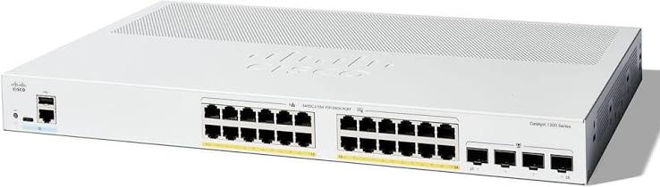 Cisco Catalyst 1300-24P-4G Managed Switch, 24 Port GE, PoE, 4x1GE SFP, Limited Lifetime Protection (C1300-24P-4G)